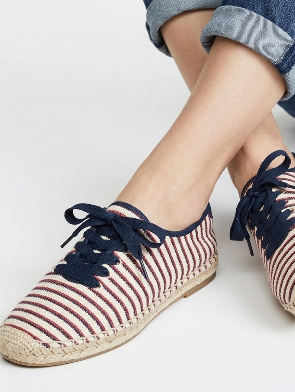JOIE Corston Espadrille flats In Red/white Stripes Size 6.5